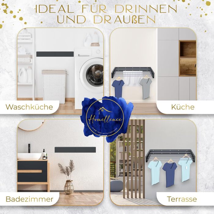 Настінна сушарка для білизни Homellence - висувна, 3.50м, білий/антрацит