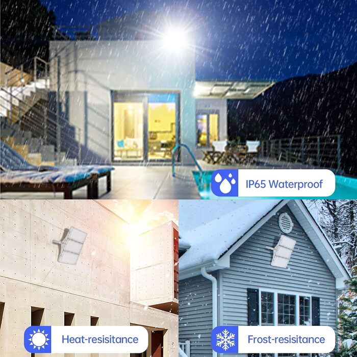 Bellanny LED Floodlight 300W 30000LM Spotlight, 6500K Cool White Light Floodlights - IP65 Waterproof Floodlight, Outdoor Wall Lights for Garden, Terrace, Garage, Sports Field, Factory, Workshop