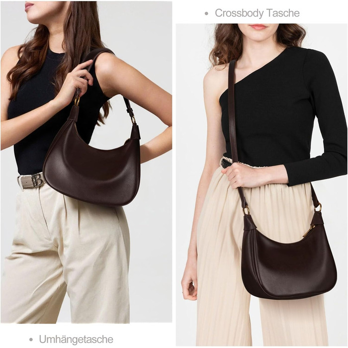 Сумка жіноча GSenhui Y2K через плече, маленька елегантна Hobo сумка з PU шкіри, вінтажна для подорожей, колір кава