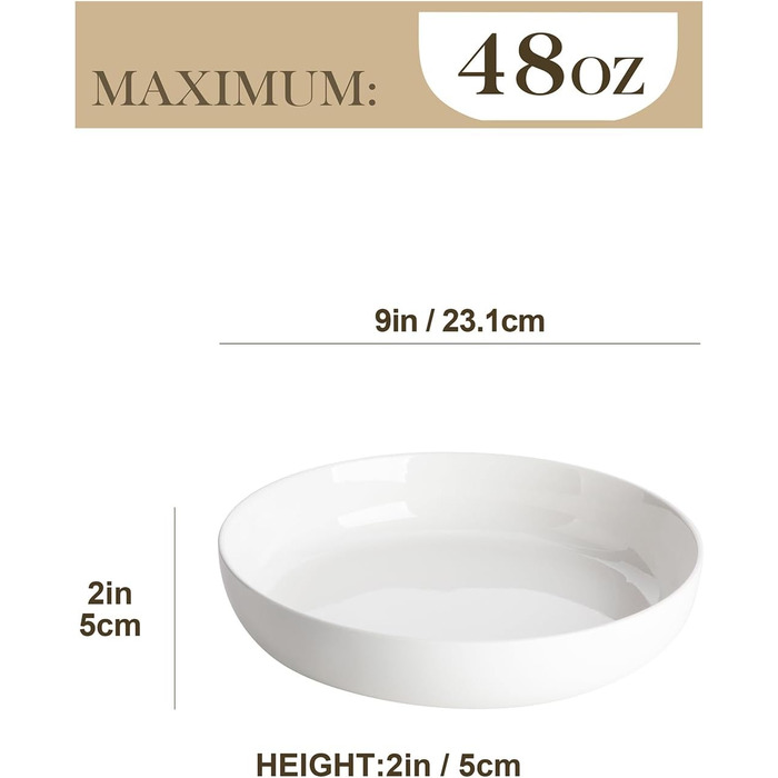 MALACASA Muesli Bowls 4-Piece Set, 700ml Soup Bowls Porcelain Salad Bowl Set Dessert Bowls Breakfast Bowls Ceramic Large Bowls Set for Noodles, Salad, Fruit, LUNA Series White