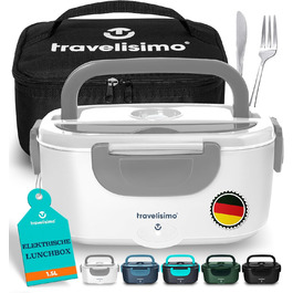 Електрична ланчбокс TRAVELISIMO 80W, 1,5L, 3-в-1, 12V/24V/220V, для авто/вантажівки, сірий колір
