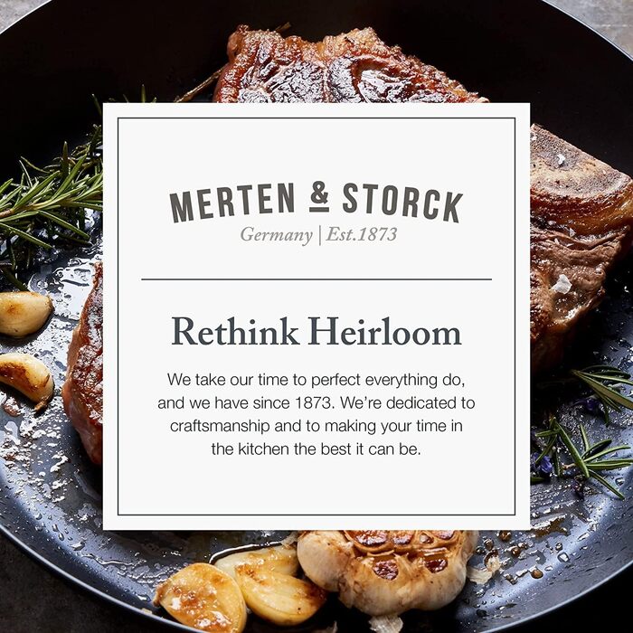 Сковорода Merten & Storck 30 см з вуглецевої сталі та чавуну, антипригарна, для приготування на грилі та в духовці (до 315°C)