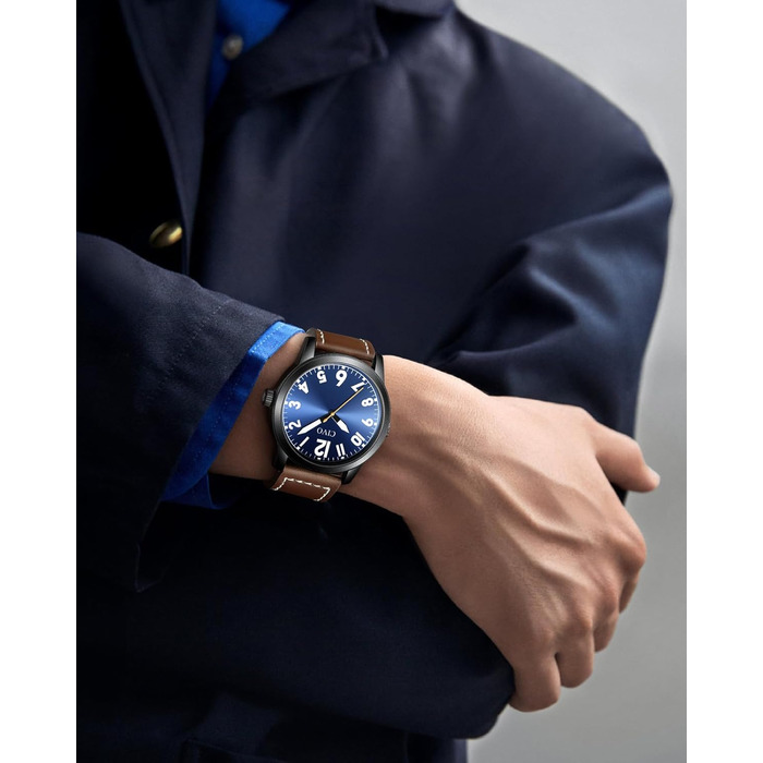 Годинник чоловічий CIVO з великими цифрами: аналоговий класичний годинник на зап'ясті з великими цифрами - водонепроникний кварцовий годинник у стилі мілітарі для чоловіків з підсвічуванням - подарунок для чоловіків, людей похилого віку з поганим зором, коричневий A1