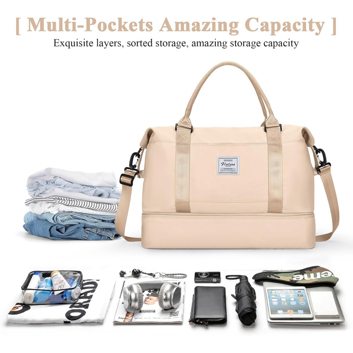 Спортивна сумка для подорожей та фітнесу, водонепроникна, з відділенням для взуття, 47x37x22 см (38л)