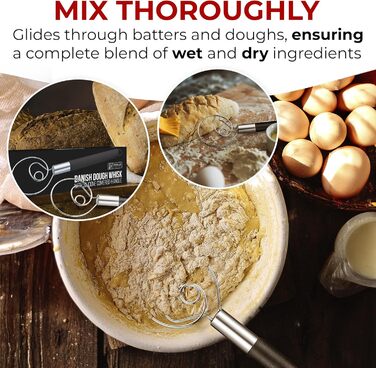 ORBLUE Тістоміс датський з силіконовою ручкою, вінчик для збивання з нержавіючої сталі, червоний (Grenzenlos Schwarz)