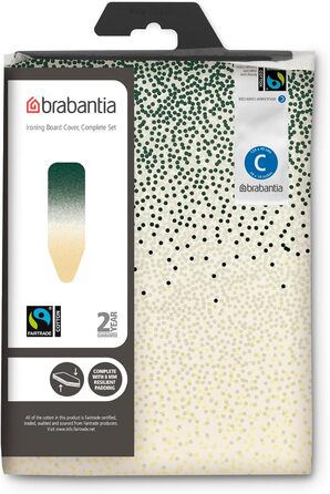 Глянець для прасувальної дошки Brabantia з шаром з піни 8 мм, Fairtrade бавовна, міцний та легкий у встановленні, 124 x 38 см (сумісний з C Board (124 x 45 см), New Dawn)