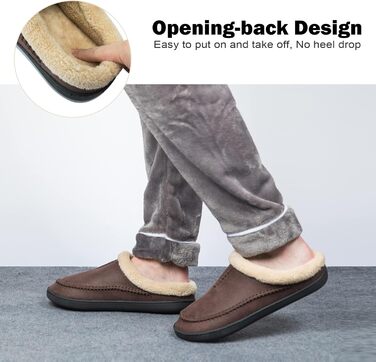 Чоловічі халапи Miqieer з піною пам'яті, теплі зимові халапи з плюшу, розмір 45/46 EU, колір кавовий