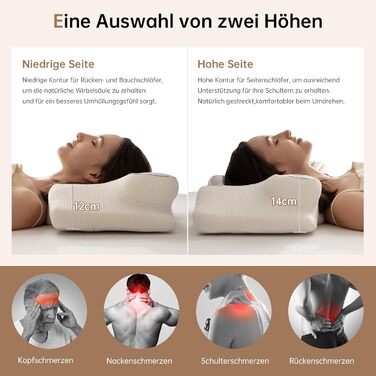 Homyrium Ergonomic Neck Pillow Head Pillow Orthopedic Pillow Memory Foam Neck Support Pillow Anti-Snoring Pillow for Side, Back & Stomach Sleepers (Gray)