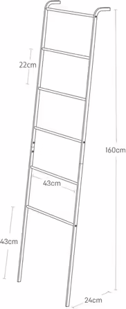 Yamazaki TOWER мінімалістична підлогова вішалка-ліжниця з металу та дерева, біла, 45x24x160 см