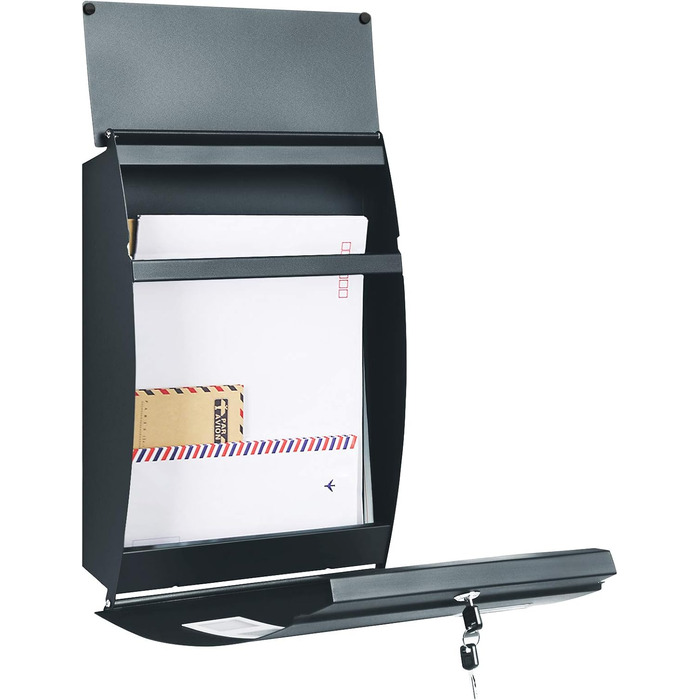 Поштовий ящик настінний SONGMICS з вікном, для імен та 2 ключів, сірий антрацит GMB030G02