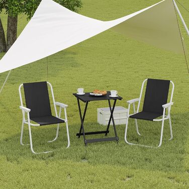 Складний алюмінієвий стіл WOLTU для кемпінгу, саду, балкону та тераси 50.5x59.5x47 см, чорний