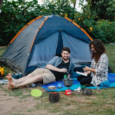 Набір посуду для кемпінгу Vinteam: 21 предмет, для 4 особи, туристичний посуд, казанок, міні-посуд