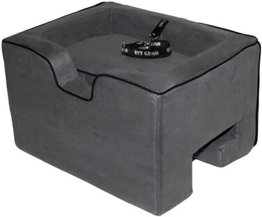 Підвищувальне автокрісло Pet Gear Lookout Booster, знімний м'який підсиджувач, страховочний трос, швидка установка без інструментів, колір антрацит, середній розмір