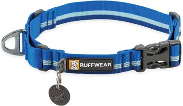 Нашийник для собак RUFFWEAR Web Reaction, регульований, з алюмінієвим кільцем V-подібної форми та бічною відкриттям, зручний, світловідбиваючий, з тканиною з еластичною петлею, 11'-14' (14'-17', Blue Pool)