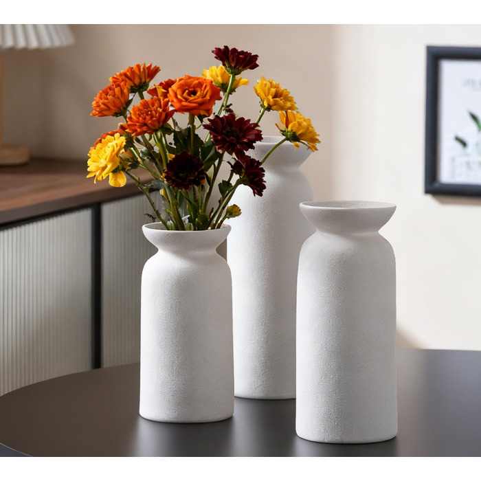 Керамічні вази 3 шт., сучасний мінімалізм, декор для дому, вази для пампасних трав, вітальня (12 білий)