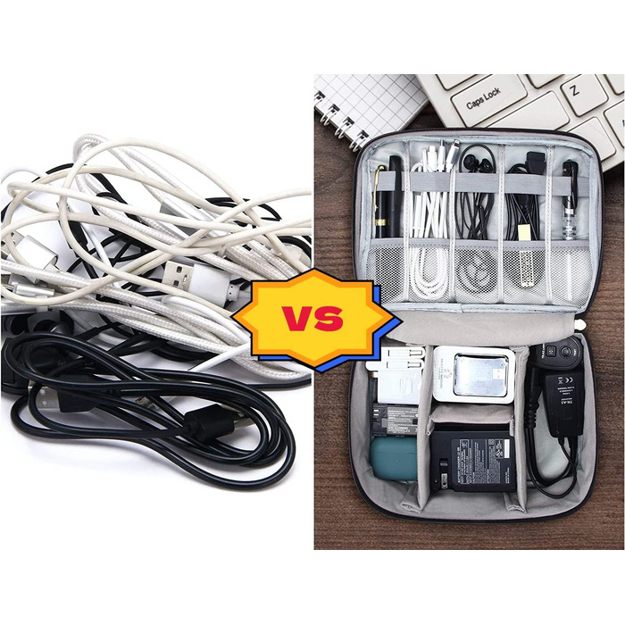 Органайзер для кабелів LTLSZRN, сірий: зручна сумка-організатор для подорожей