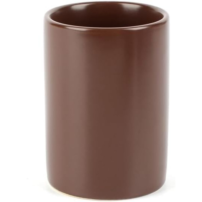 WPM 4-Piece Ceramic Bathroom Accessories Set – Our complete bathroom decor set includes a designer soap or lotion dispenser, toothbrush holder, cup, and soap dish (Brown)