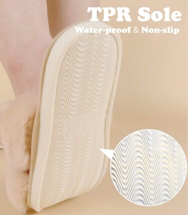 Тапочки жіночі Ankis з плюшу з перехресними ремінцями, теплі зимові тапочки з меморі-піною, відкриті пальці, пухнасті тапочки для дому та вулиці (білий, чорний, сірий, верблюжий) (36/37 EU)