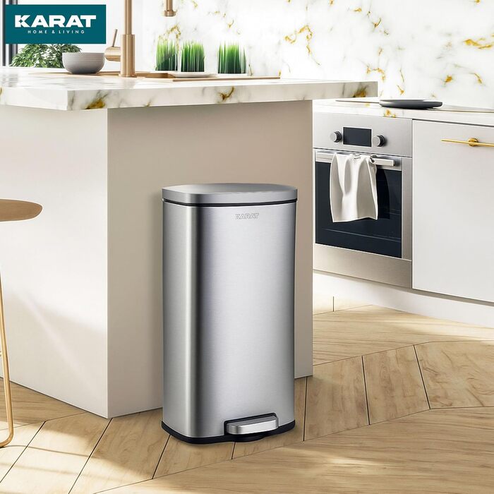 Відро для сміття Karat Silber 30л з нержавіючої сталі для кухні - система сортування відходів (Dustin)