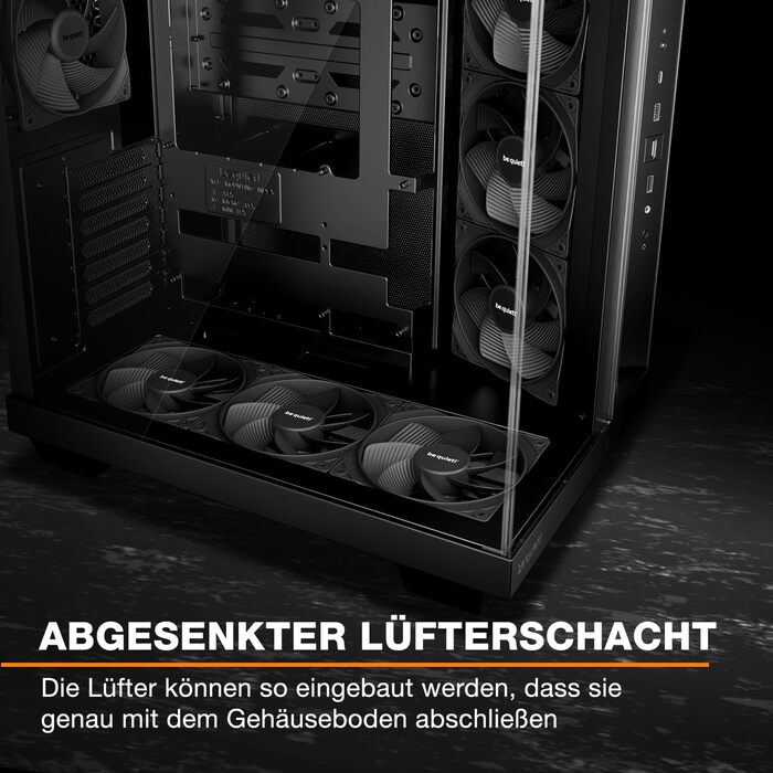 Корпус для ПК be quiet! Light Base 500 Black з повністю прозорими передньою та бічною панелями, Show Case, Dual Chamber Design, 4 вентилятори Pure Wings 3 PWM, без RGB, роз’єми на задній панелі