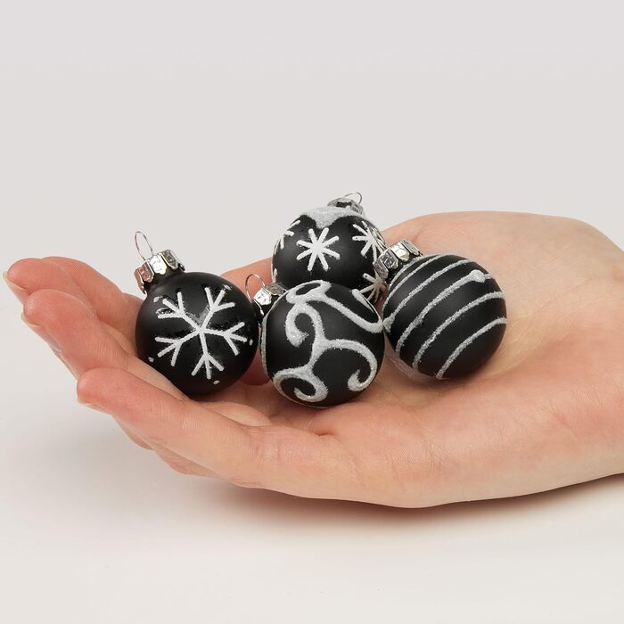 Набір прикрас на ялинку BRUBAKER 36 шт. - скляні кулі 3 см, ручної роботи, чорні