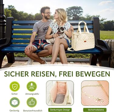 Транспортна переноска для котів та собак ASOPETS, м'яка переноска для тварин, зручна для подорожей, аксесуар для сумки-переноски з регульованим кріпленням (кремовий, S)