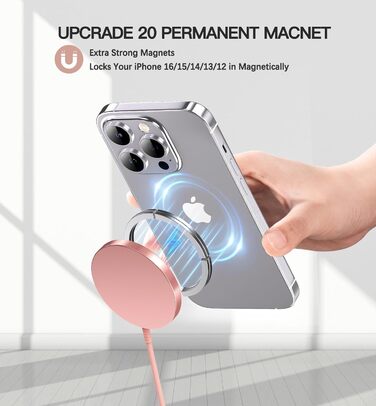 Бездротовий зарядний пристрій MagSafe для iPhone, 15W, 2 шт. (кабель 1.5 м), оригінальна заміна, рожевий