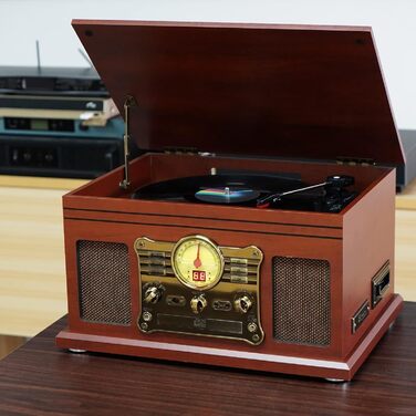 Програвач вінілу HiFi Bluetooth USB Braun: компактна стереосистема з динаміками, регульованим противагом та магнітним картриджем, RCA вихід