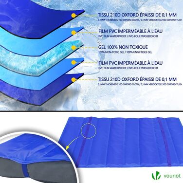 Ортопедичне ліжко для собак Vounot з знімною охолоджувальною підстилкою, 2 в 1, для маленьких собак, миється, 76x51x9 см (Сірий)