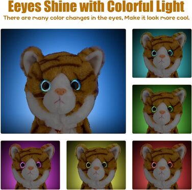 Interactive Electronic Stuffed Animal – Upgraded with LED Light Eyes, Animated Sound Control, Electronic Pet, Robot, Cat, Kitten, Toy, Gifts for Boys and Girls