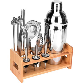 Професійний шейкер для коктейлів Lychee з нержавіючої сталі (12 предметів) / Набір шейкерів для коктейлів Premium / 550 мл, 750 мл