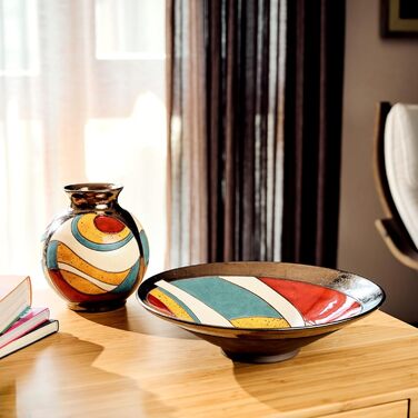 Керамічна ваза ручної роботи 16 см – кольорова ваза для квітів, декор для вітальні, подарунок на новосілля, сучасна ваза-куля моделі 1