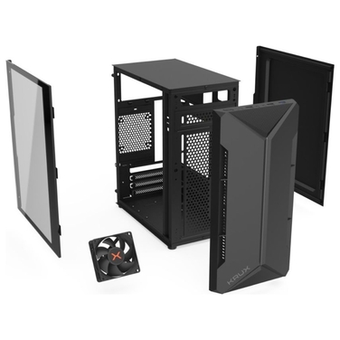 Корпус для комп'ютера Krux Astro Midi Tower, чорний, із загартованим склом