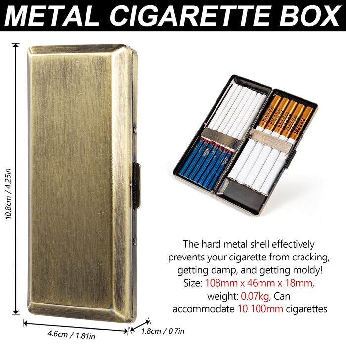 Металеве тютюнотримач Retro Stilvolles Design для 20 сигарет (100mm) - бронзовий, захисний гаманець для чоловіків та жінок