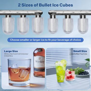 Льодогенератор Ice Cube Maker 12 кг/24 год, швидке виробництво льоду (6-8 хв), 2 розміри кубиків льоду, самоочищення, чорний