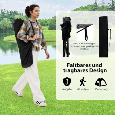 Крісло для кемпінгу та риболовлі Costway з підставкою для ніг, регульованою спинкою, підголівником, тримачем для напоїв та бічною кишенею (Сірий)