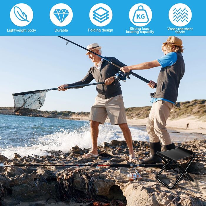 Складаний туристичний стільчик для кемпінгу, риболовлі та відпочинку на природі, 30см, 150 кг, з сумкою, посилений сталевий каркас