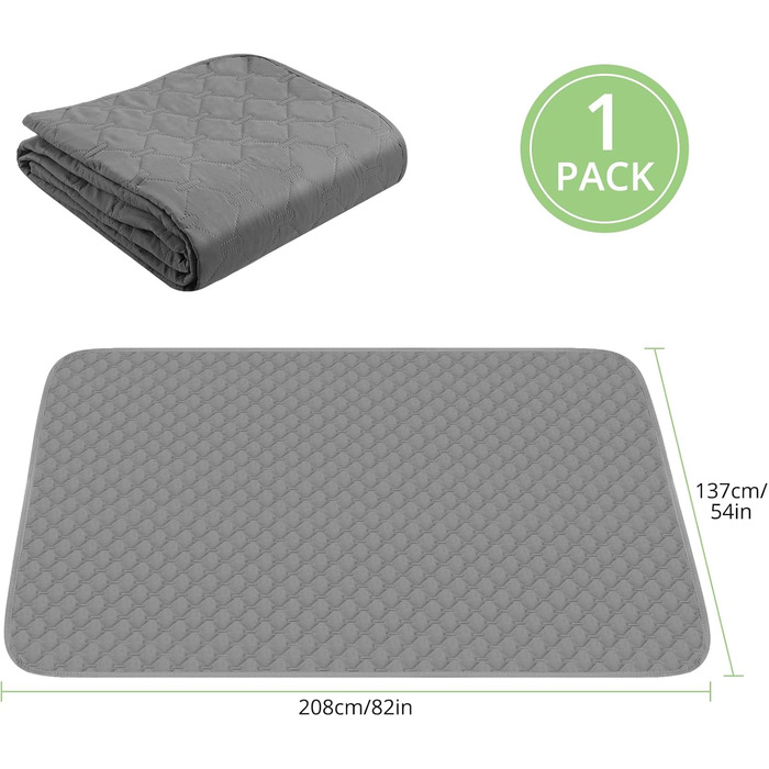 Водонепроникний килимок для собак, килимок для котів, неслизький, міцний, для захисту дивану, ліжка, автокрісла, можна прати в пральній машині (172 x 208 см, Темно-сірий, M (137x208 см))