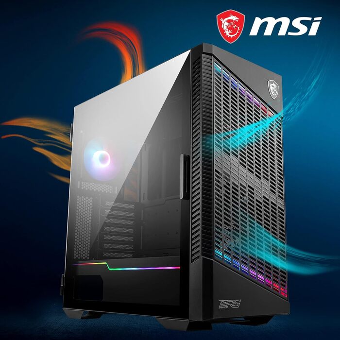 Корпус ПК MSI MPG VELOX 100P AIRFLOW Mid-Tower: підтримка E-ATX, скло, Airflow, Mystic Light, 2x 360mm кулер