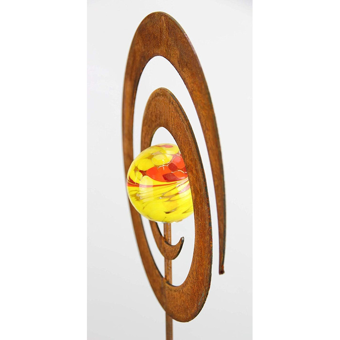 Bornhöft Garden Stake Metal Rust Garden Decor Rusty Decoration Patina Rust with Glass Spheres (Whirligig)