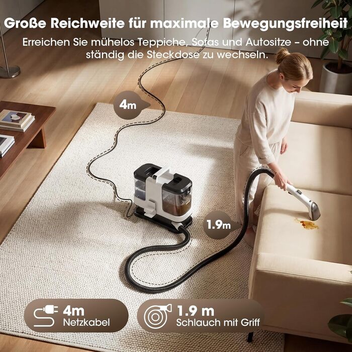 Lubluelu Nasssauger Polsterreiniger 600W 18kPa: Компактний мийний пилосос для м'яких меблів, килимів та авто - чорно-білий