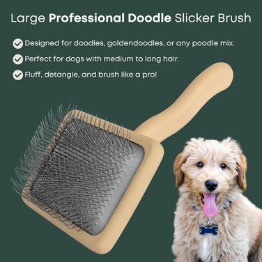 Щітка для собак Doodle Slicker від Freshly Bailey, ідеальна для догляду за породою Goldendoodle та пуделя, середньої та довгої шерсті, розплутування, розчісування та надання об'єму, must-have для Goldendoodle