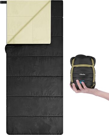 Ohuhu Lightweight Sleeping Bag - Compact & Ultralight (900g) Summer Sleeping Bag for Camping, Travel, Festivals - Indoor/Outdoor Use - Black