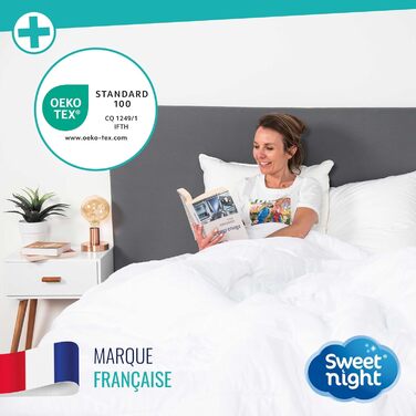 SWEET NIGHT - Fitted Mattress Cover 160x200 cm | Anti-Bed Bugs and Anti-Mites | Fully Protects Your Mattress | Zipper Closure | Without Chemical Treatment | Depth up to 30 cm