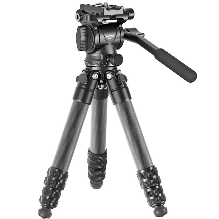 Міні-штатив NEEWER з карбонового волокна (TP10) для DSLR камери, смартфона та відеокамери, з кулястою головою 360°, тримачем для телефону та пультом керування, компактний дорожній штатив