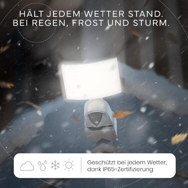 MATO® LED Floodlight with Motion Sensor Outdoor - 30W Wall Outdoor Light with Motion Sensor - 3000K Warm White, IP65, White - Outdoor Lamp with Motion Sensor, Outdoor Floodlight, Wall Floodlight, Wall Light