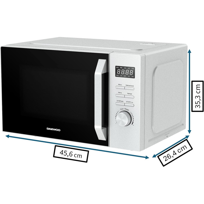 Мікрохвильова піч Daewoo MD-FC206SB 20L, 700W, чорний колір (Solo, срібло)