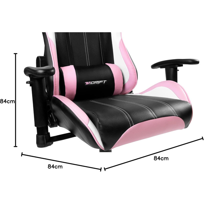 Ігрове крісло DRIFT DR175PINK, екошкіра, 2D-підлокітники, клас 4, рожево-чорне