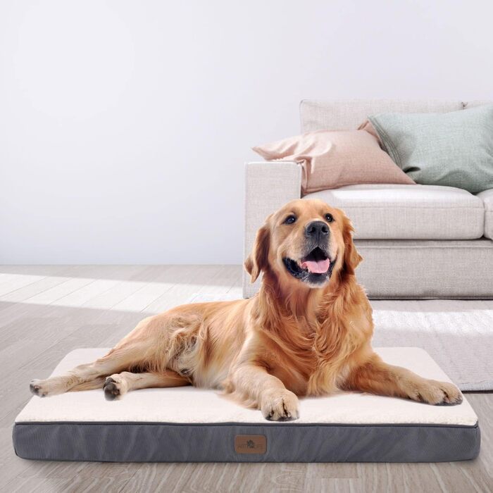 Ортопедичне ліжко для собак Juskys Milow, 76x51 см, знімний чохол, для маленьких собак, сірий, 69x92x8 см, бежеве