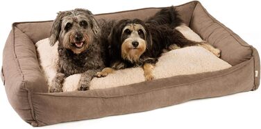 JAMAXX Premium Orthopedic Dog Bed - Memory Foam, Washable, Reversible Cushion, Water-Repellent / Dog Basket, Soft Velvet-Like Sofa Fabric Dog Cushion, Dog Basket, PDB2002 (L) 120x90 Brown